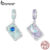 Bamoer 925 Sterling Sliver Charm Star Moon Carta De Tarô Estrela Da Lua Pingente Para Pulseira