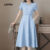 (Trendy) Lovito Vestido elegante com frente e laço liso para mulheres L132ED401