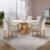 Conjunto Mesa Barcelona 120cmx120cm 6 Cadeiras Espanha Tampo Plus Redondo Vidro Yescasa Cinamomo/Off White/Boucle Gelo