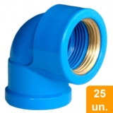 Joelho Soldável 90º Plastilit com Bucha Latão 20×1/2 Azul – Embalagem com 25 Unidades
