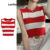 Lovito Top De Malha Casual Listrado Colorblock Tricotado Para Mulheres L106AD231