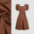 (New) Lovito Vestido Casual com Babados Primavera/verão Marrom para Mulheres L142ED1031