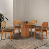 Mesa de Jantar Eloise 90cm Tampo MDF Laminado com 4 Cadeiras Copper Premium Moderna Mobília