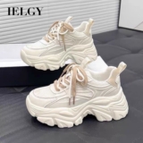IELGY Daddy Shoes Feminino 2025 Estudante Versátil Respirável Aumentado Tênis Estilo Hong Kong