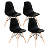 Kit Com 4 Cadeiras Charles Eames Dsw Preta – Base Madeira
