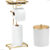 Kit Acessorios Papeleira de Chão Porta Papel Higiênico Lixeira Lavabo Banheiro Dourado Luxo Arthi
