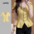 Lovito Blusa Casual de Botão Frente Dividida Frente Primavera/verão Blusa Amarela para Mulheres L142ED617