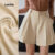 Lovito Shorts Elegantes com Pregas Estrutura de Linha Primavera/verão Shorts Off white para Mulheres LBL26212