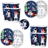 Kit Festa ASTRONAUTA  ESPACIAL 16 Pratos + 16 Copos Descartável 180 Ml Papel – REGINA