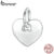 Bamoer 925 Sterling Sliver Charme Coração De Fita De Encanto Para Pulseira
