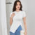 (Trendy) Lovito Camiseta Elegante Lisa Plissada Dividida Para Mulheres L65ED029 (Branco)