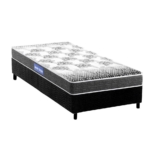 Conjunto Box Solteiro: Colchão Espuma Probel Guarda Costas Resistente + Base CRC Suede Black(88×188)