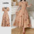 Lovito Vestido Boho de Babados  Costura de Tecido  Retrô  Primavera/verão  Vestido Bege claro LBL27224