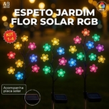 Espeto Jardim Solar Flor de Cerejeira RGB com Placa Solar Prova D’água ambiente externo