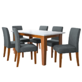 Conjunto Sala de Jantar Mesa Miami 1,60m 6 Cadeiras Trieste Dobuê