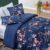 Kit Edredom Celi Queen Dupla Face Micropercal 200 Fios 3 Peças – Azul Marinho Floral