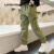 Lovito Calça Casual Infantil Com Bolso Macio E Confortável Primavera/Verão Calça Verde Militar Para Menino LNL106117