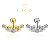 Piercing Minibarbell Aço Cirúrgico 5 Pedras Strass Helix Flat Conch Tragus Lóbulo e Outros