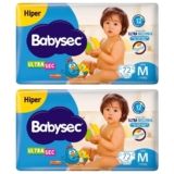 Fralda Descartável Babysec Ultra Hiper Tamanho M – 2 Pacotes com 72 Fraldas – Total 144 Tiras