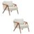 Kit 2 Poltronas Decorativa Mona Luxo Linho Cru Base Madeira Maciça