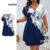 (Trendy) Lovito Plus Size Curve Casual Floral Padrão Vestido De Verão Com Zíper Para Mulheres LBL17762