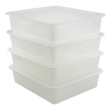 Kit 6 Bandejas Plástico Com Tampa P/ Açougue Cozinha Casa Congelamento Câmara Fria 12 Litros Branca