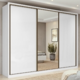 Guarda-Roupa Casal Spazio Glass 3 portas 6 Gavetas Branco