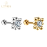 Lomiss Piercing Helix Flat Conch Tragus Minibarbell Aço Cirúrgico Indiano Strass