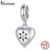 Bamoer 925 Sterling Sliver Charm Coração Floco De Neve Pingente Joias Para Pulseira