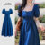 (Trendy) Lovito Vestido Casual liso plissado com cadarço para mulheres LBL23071