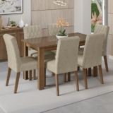 Conjunto Sala de Jantar Mesa Tampo de Vidro 6 Cadeiras Rustic/Imperial Odara Madesa