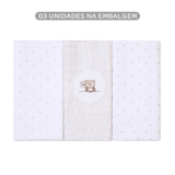 Kit Cueiro Bordados Papi Flanelado Ted Balão – 3 Peças