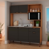 Cozinha Compacta Bella 5 Portas 1 Gavetas Freijó/Grafite Belga – Genialflex