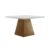 Mesa de Sala Jantar Luna c/Tampo Madeirado Vidro Canto Reto 90x90cm Imbuia/Off White – Rufato