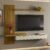 Painel Ripado Italy P/Tvs até 65″ – 205cm Nicho C/Portas Basculante Cedro/Off White – Olivar Móveis