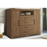 Cômoda de Quarto Master c/ 2 Portas 1 Nicho e 4 Gavetas c/ Pés Jatoba/Atacama – Santos Andirá