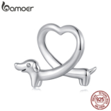 Bamoer 925 Sterling Sliver Charm Dachshund Dog Design Pingente Joias Para Pulseira SCC2953