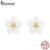Brincos Bamoer 925 Sterling Sliver Sakura White Shell Design Joias Presentes Para Mulheres
