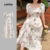 Lovito Vestido elegante com babados e gravata frontal para mulheres LBL23078