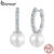 Brincos De Argola De Prata Esterlina 925 Bamoer Moissanite Joias De Pérolas Presentes Para Mulheres