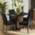 Conjunto Sala de Jantar Mesa Tampo de Vidro 4 Cadeiras Rustic/Preto/Oxford Zion Madesa