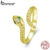 Bamoer 925 Sterling Sliver Anel Aberto Cor Dourada Viper Snake Moda Joias Presentes Para Mulheres