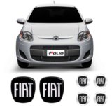 6 Adesivos Emblemas Fiat Preto Novo Palio 2012/2017