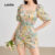 Lovito Macacão Boho Floral com Botões para Mulheres L124AD365