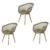 Kit 03 Cadeiras para Mesa Sala de Jantar Com Base de Madeira Resistente Moderna Web Fendi