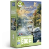QUEBRA CABEÇA LAGO DOS CISNES 500 PEÇAS NANO TOYSTER INTELIGÊNCIA IA NATUREZA PATO PUZZLE PÁSSAROS