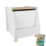 Baú Organizador Leiturinha Madeira Infantil Tamanho P Quarto Organização Brinquedo Pedagógico Lúdico Kit Livro Educativo