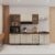 Cozinha Modulada Completa Fidelitá Lisboa 5 Peças 260cm 13 Portas 3 Gavetas Com Tampo Noce/Off-White