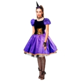 Fantasia Bruxa Adulto de Luxo Com Corselet e Chapéu de Halloween