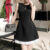 (Trendy) Lovito Vestido elegante com costura em tecido liso para mulheres L129ED028